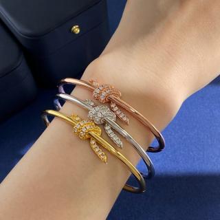 Diamond studded rope tied single loop bracelet