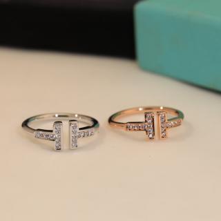 Double T ring set with diamond opening in one size# fits all