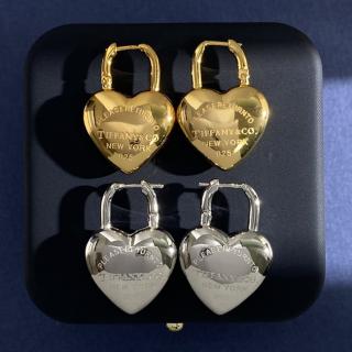 Smooth logo heart-shaped peach heart lock earrings