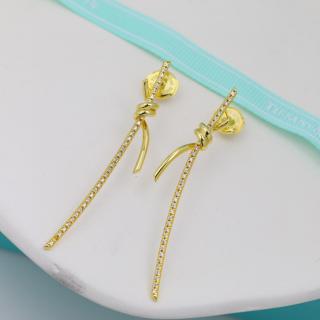 Knot earrings with diamond long silver needle