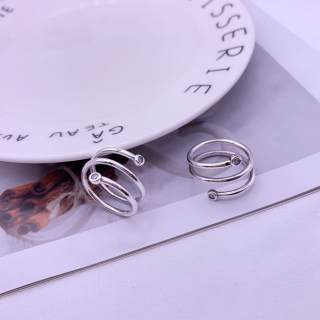 Irregular opening with two diamond rings   925 silver