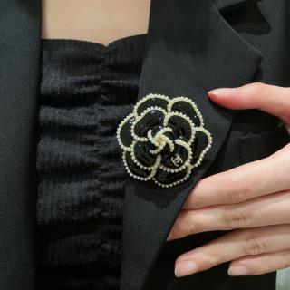 Black Camellia Brooch  11usd